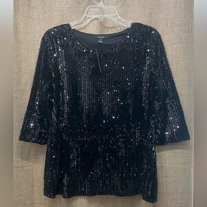 Alfani Deep Black Sequin Top